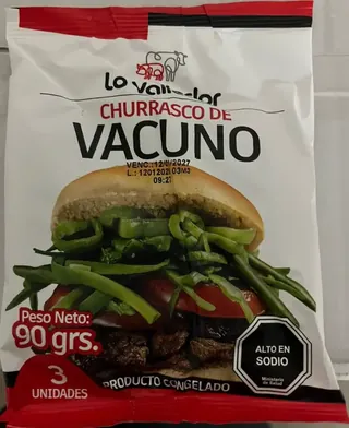 CHURRASCO VACUNO LO VALLEDOR 39X90 GRS